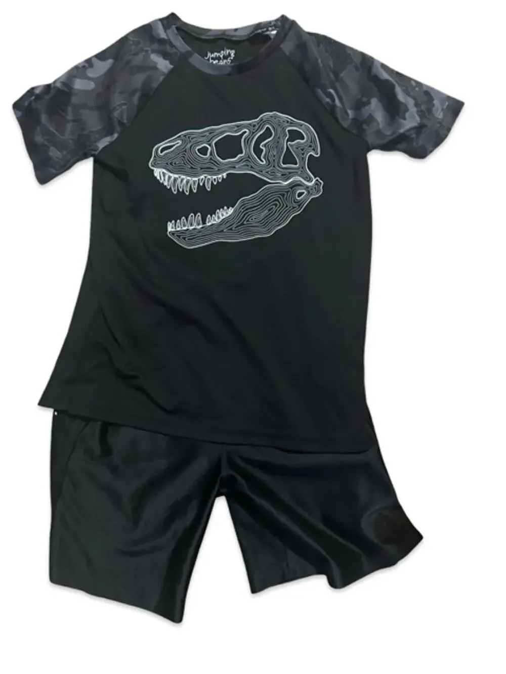 Jumping Beans Dinosaur  Size 6/7 Black Gray Athletic Outfit